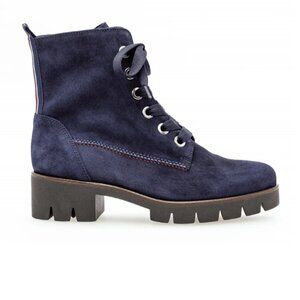 Gabor 711 Lug Sole Combat Boot in marine suede Size UK 4.5 US 6.5
